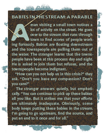 Graphic about the "Babies in the Stream" parable